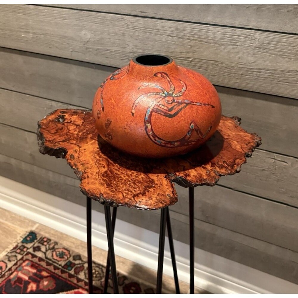 Hand Painted Folk Art Gourd Signed by Gusman 2001